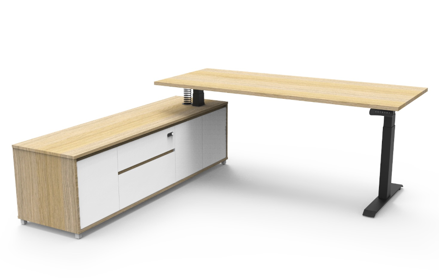 Natural Oak Cabinet, Oak Top With Black Frame